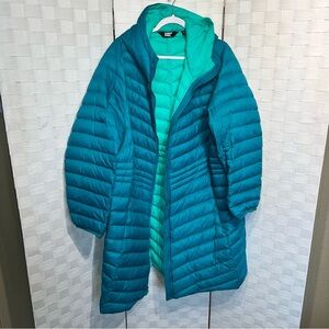 Lands End Wanderweight Packable Down Ultralight Long Coat Jacket Women’s 3X Teal
